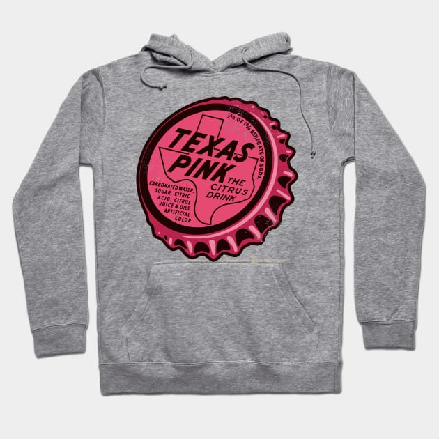 Vintage Texas Pink Soda Bottle Cap Hoodie by StudioPM71